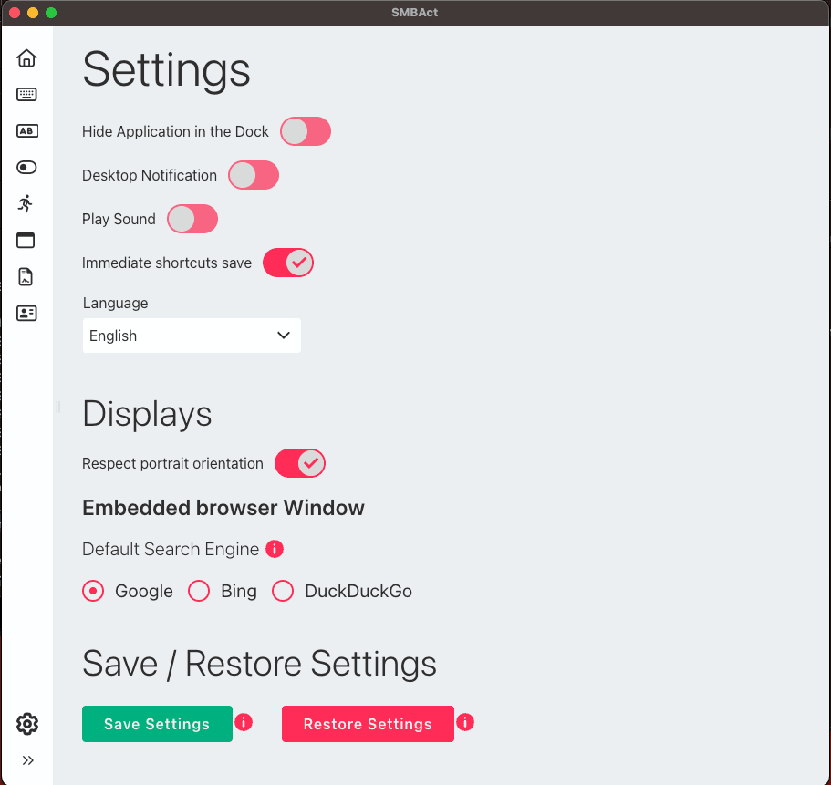 Application settings 