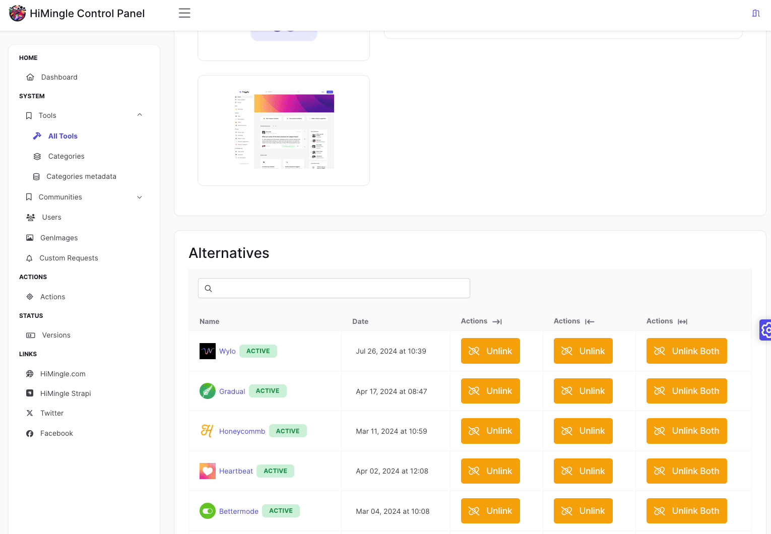 Assigning alternatives to tools